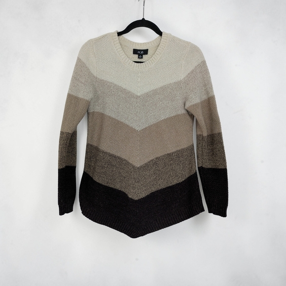 AGB Sweaters - AGB Sweater Womens S Neutral Ombre Chevron Classic Cozy Flattering